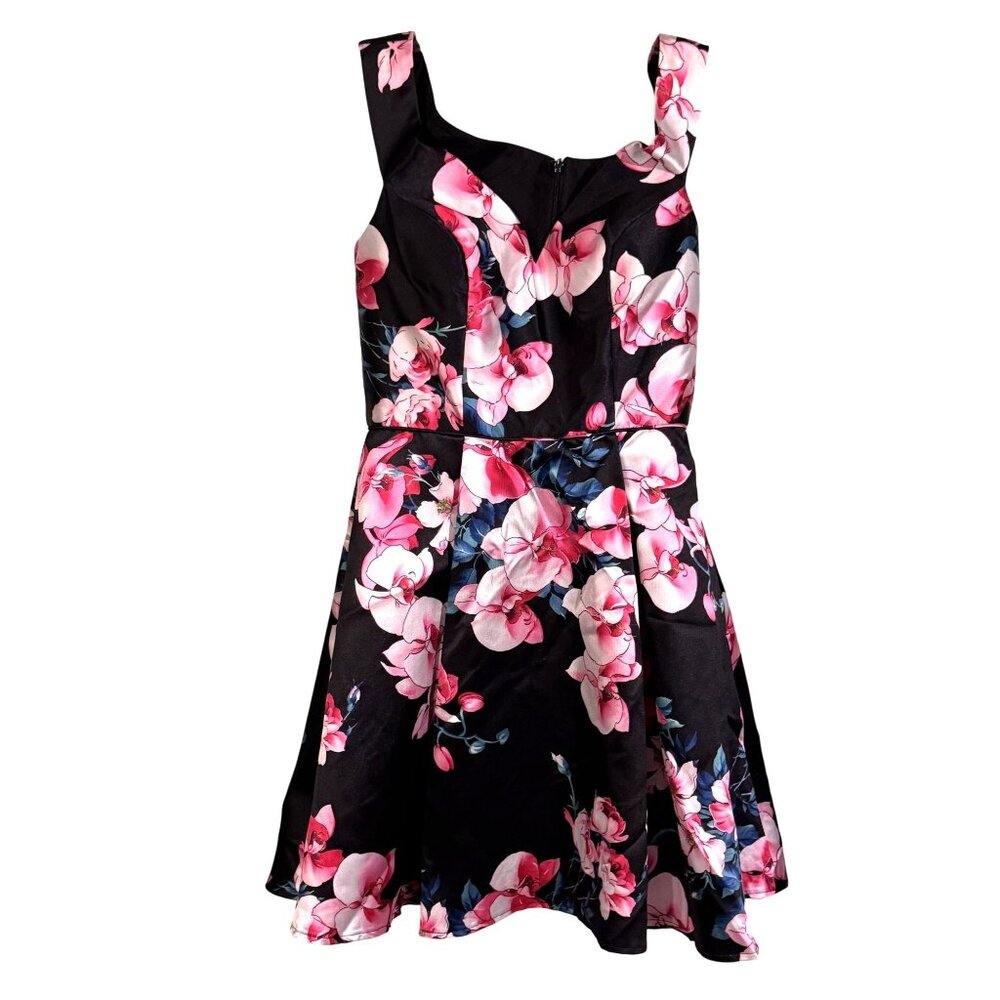 Dave & Johnny Black Floral Sleeveless Dress With Pockets Size 7/8